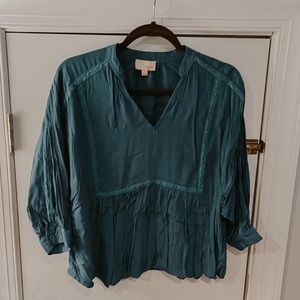 Teal V Neck Blouse